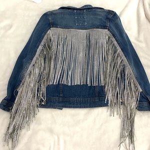 Rhinestone fringe denim jacket